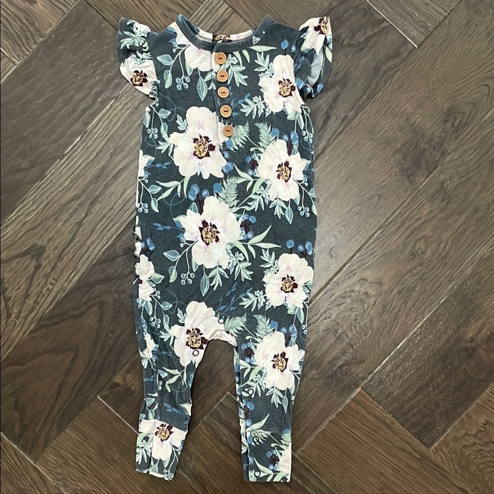 Posh Peanut Blue and White Floral Jumpsuit